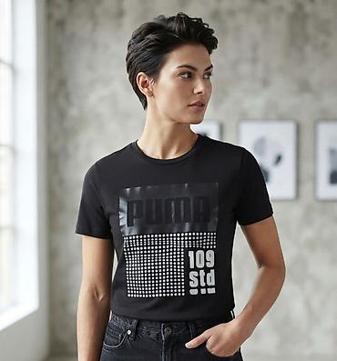 PUMA ženska majica kratkih rukava – crna - Moderan grafički print na