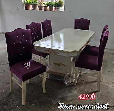 bar stullari satilir: Hazır masa dəsti – 6 nəfərlik - Komplekt: 1 masa + 6 stul - Rəng və — 1