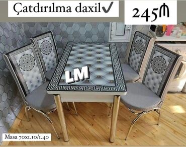 stullarin qiymeti: Mətbəx masa ( üstü şüşə) + 4 stull dəst‼ Qiymət : *245 ₼* Masa ölçü