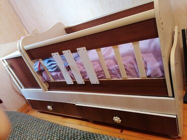 двухместная кровать: Б/у, Для мальчика, С матрасом, С выдвижными ящиками, Турция