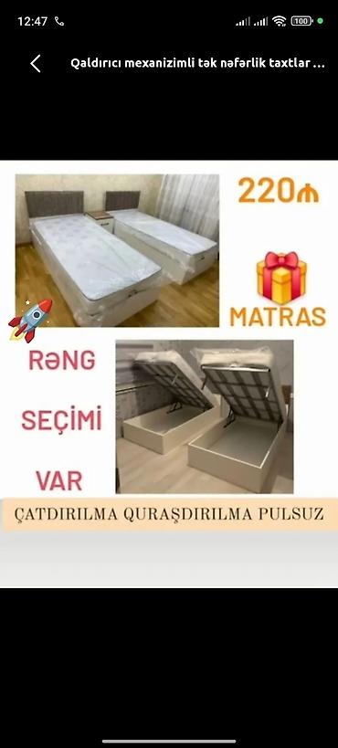 tek matraslar: Yeni, Təknəfərlik çarpayı, Bazalı, Matras ilə — 1