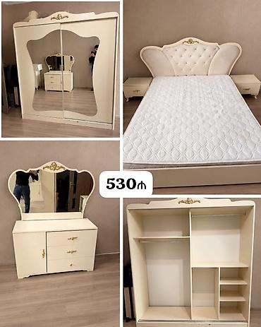 Yataq dəsti – 530₼ Komplekt: - Yumşaq başlıqlı ikinəfərlik çarpayı