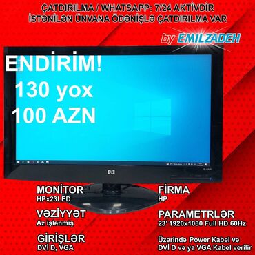 Monitorlar: Monitor "23 HPx23LED" ENDİRİM!!! 🚚Metrolara və ünvana çatdırılma var