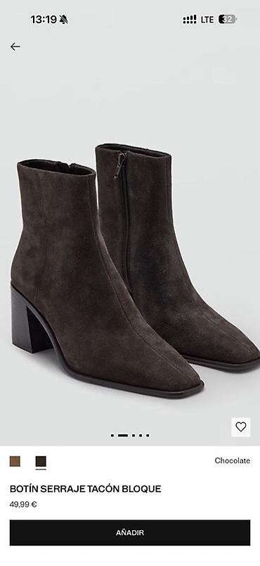 boot: Mango yeni 38 ölçü MNG Suede Block-Heel Boots – “Chocolate” rəng - — 3