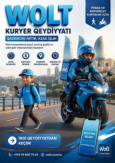Əməkdaş axtarışı (vakansiyalar): Piyada kuryer tələb olunur, İstənilən yaş, Təcrübəsiz, Həftəlik ödəniş — 1