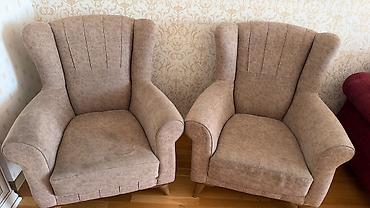 TƏCİLİ SATIŞ 2ədəd yumşaq kreslo dəsti - Stil: klassik “wingback”