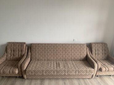 раскладной диван с креслами: Прямой диван, Б/у