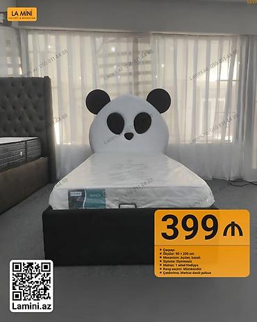 panda sekilleri: Uşaq otağı üçün panda dizaynlı çarpayı - Ölçü: 90 × 200 sm - — 1