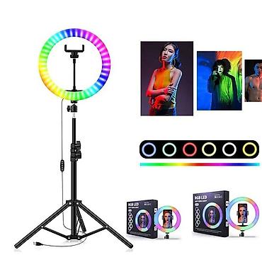 цветная лампа для фона: Кольцевая лампа Rgb mj26 -3 режима белого света -10 уровней света — 1