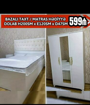 Yataq otağı dəstləri: İkinəfərlik çarpayı, Termo, Dolab, 2 tumba, Azərbaycan, Yeni — 13