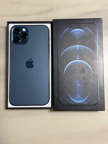 iphone 12 pro max ekran: IPhone 12 Pro, 512 GB, Pacific Blue, Simsiz şarj, Face ID, Sənədlərlə