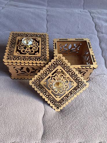 anyunboxing baglanir: Taxta dekorativ qutu dəsti - Material: təbii ağac (plywood) — 1
