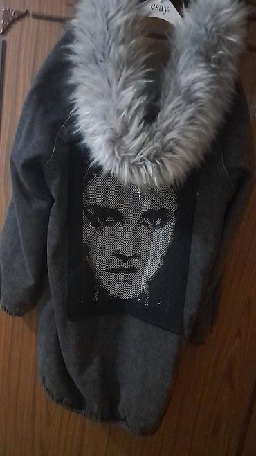 termo geyim: Qadınlar üçün qışlıq denim parka - Rəng: tünd boz (kömür boz) - — 1