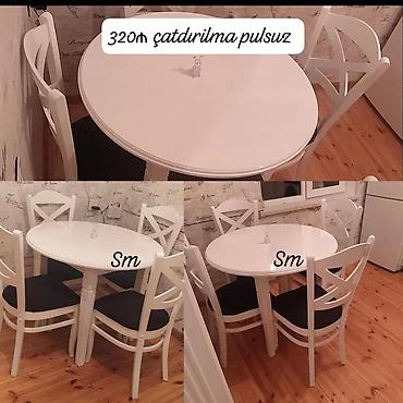sunger: Ağ rəngdə yemək dəsti – dairəvi masa və 4 ədəd stul. - Klassik — 1