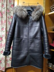женские зимние куртки бишкек: Женская дублёнка с капюшоном и с натуральным мехом . Размер 46-48