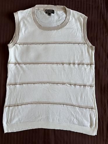 özcan zeynep örme: Qolsuz trikotaj top – Zendra Collection - Rəng: krem-ağ əsas, bej — 3