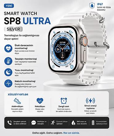 agilli saat: Kateqoriya: Smart saatlar Brend: No Brand Model: SP8 Ultra Silver — 1