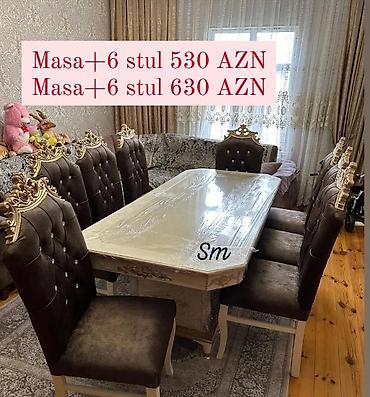 Ev və bağ: Qonaq otağı üçün, Yeni, Dördbucaq masa, 6 stul — 5