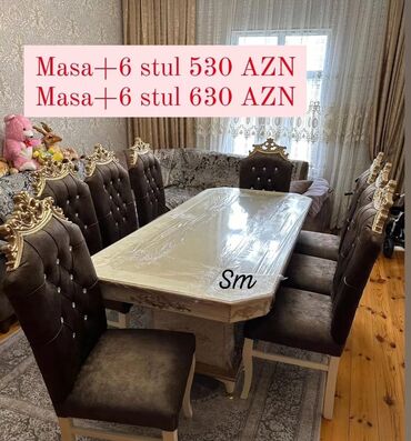 Masa və oturacaq dəstləri: Qonaq otağı üçün, Açılmayan, Dördbucaq masa, 6 stul -da lalafo.az — 2 Masa və oturacaq dəstləri: Qonaq otağı üçün, Açılmayan, Dördbucaq masa, 6 stul — 2