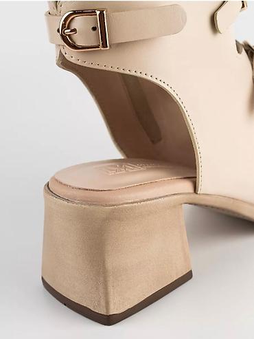 Босоножки, сандалии, шлепанцы: Женские Босоножки-Гладиаторы MAXI на каблуке, бежевые, натуральная — 11