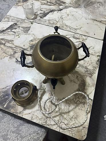 samovar luləyi: Mis Elektrik samovar – pirinç gövdəli, klassik qlobus formalı model — 4