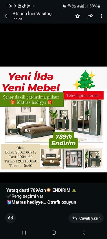 annaberry ev tekstil: *Yataq dəsti 789Azn💥 ENDİRİM 🎄* ✔️Rəng seçimi var *🎁Matras hədiyyə* ✔️ — 4