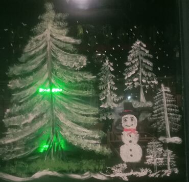 Bayram bəzəkləri: Yeni il vitraj rəsmləri – pəncərə və vitrin bəzəyi - Xidmət: Şüşə — 17