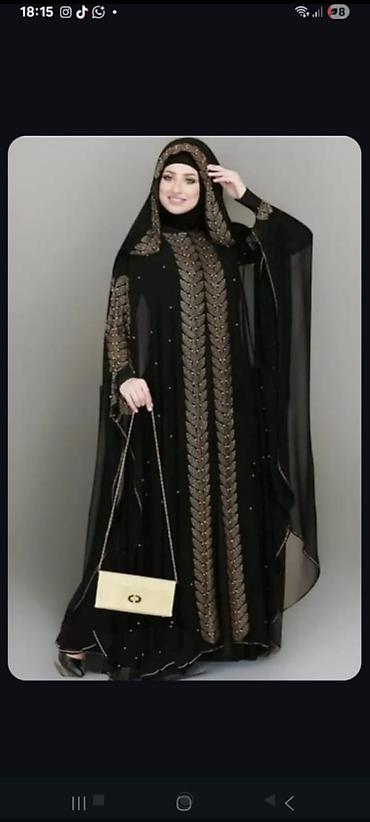 Hicab: Qara abaya dəsti – zərif naxışlı 1dəfə geyinilib - Rəng: qara - — 1