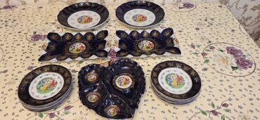 Nahar dəstləri və servizlər: Nahar dəsti, rəng - Göy, Farfor — 16