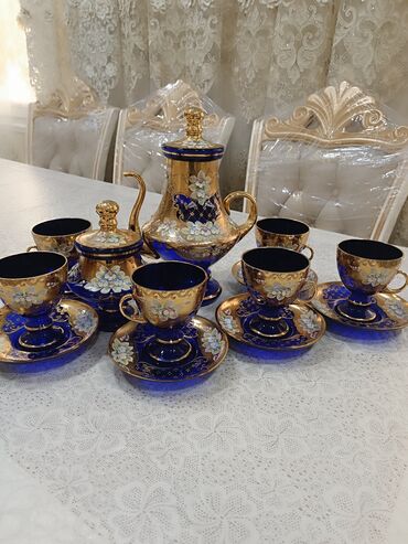 Məişət məhsulları: Çay dəsti, rəng - Göy, Farfor, Almaniya