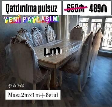 mebel stul: Qonaq otağı üçün, Yeni, Dördbucaq masa, 6 stul — 1