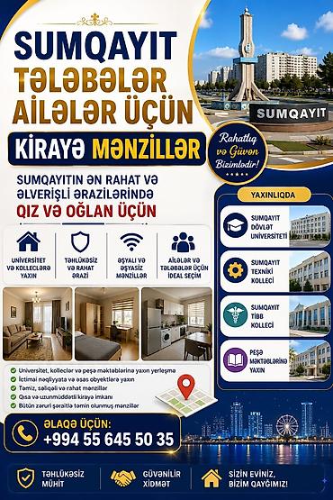 kirayə otaqlar: Sumqayıtda tələbələr və ailələr üçün kirayə mənzillər Xüsusiyyətlər — 1