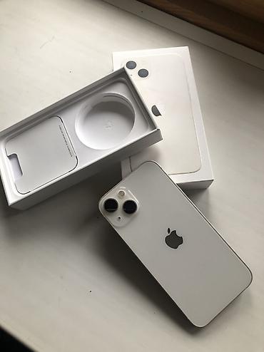 IPhone 13, Б/у, 128 ГБ, Белый, Чехол, Коробка, 72 %