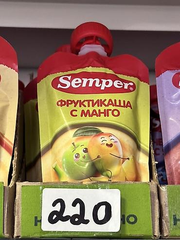 sem: Пюре Semper «Фруктикаша с манго» в мягкой упаковке с крышечкой. - — 1