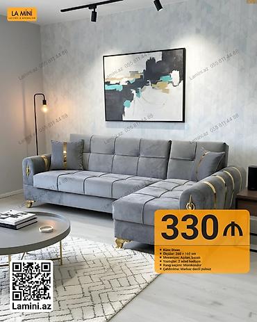 LA MINI – Künc Divan - Ölçülər: 260 × 160 sm - Mexanizm: açılan