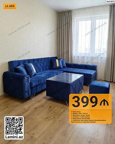 puflar: Məhsul: Künc divan dəsti (Kod: 4072) - Ölçülər: 260 × 160 sm - — 1