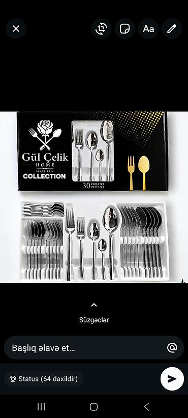 Gül Çelik Home Collection – 30 parçalı çəngəl-bıçaq qaşıq dəsti -