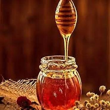 Qida məhsulları: Təbii Qax balı – şüşə qabda • Qatı, ətirli və zəngin ambra rəngli bal — 1
