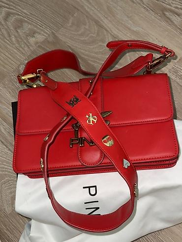 Çantalar: Pinko qadın çantası – qırmızı rəng 1:1eyni - Model: Pinko Love Bag — 2