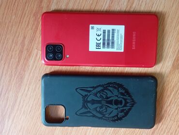sade telefonlar: Samsung Galaxy A12, 64 GB, rəng - Qırmızı, Barmaq izi, İki sim kartlı, Face ID