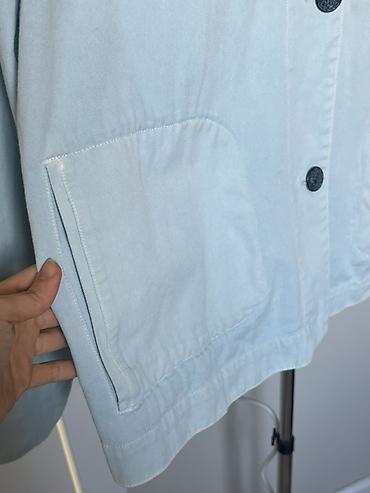 trapes şalvar cins: Vintage model Açıq mavi rəngli düyməli cins jaket, İkinci əl, işlənmiş — 2
