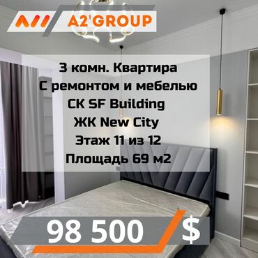 Новостройки от застройщика: 3 комнаты, 69 м², Элитка, 11 этаж, Дизайнерский ремонт