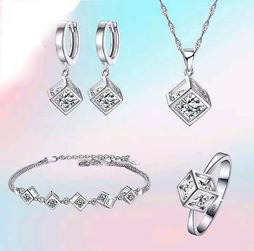 blackpink stvari: Posrebren set nakita sa kockastim kristalima i žigom S925. od — 3