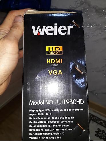 hd monitor: Weier W1930HD LED monitor - Ekran ölçüsü: 19" - Görüntü formatı: 16:9 — 4