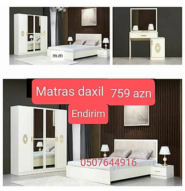 Yataq otağı dəstləri: İkinəfərlik çarpayı, Termo, Dolab, 2 tumba, Azərbaycan, Yeni — 3