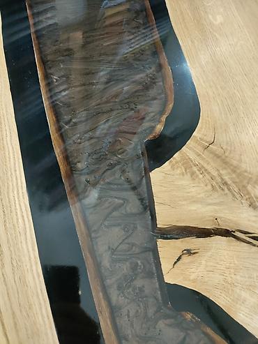 komode bele: Epoxy sto Hrast/ crni metalik 90x181 cm Ploča stola — 6