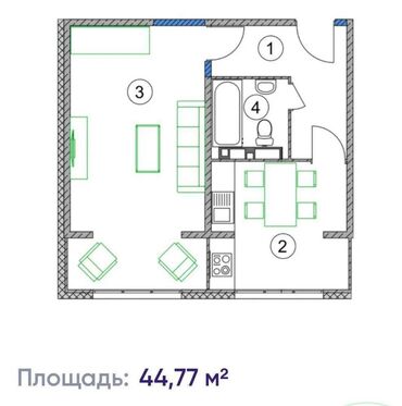 dream house: 1 комната, 45 м², Элитка, 8 этаж, ПСО (под самоотделку)