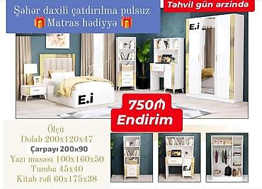 2 mertebe carpayı: Gənc otağı mebel dəsti – ALTUN modeli Komplekt: - Çarpayı 200x90 — 1