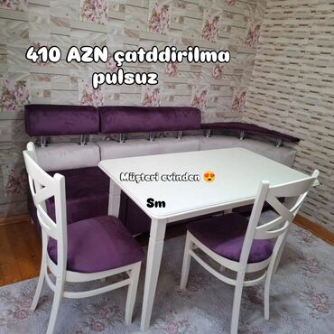 стеклянный кухонный стол: *Sifarişlə hazırlanır* ✔️Kuxna üçün stol stul dəsti✨✨. 2 stul 1