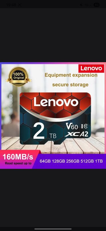 huawei nova y70 kabrolar: Lenovo microSD yaddaş kartı - Tutum: 2 TB (şəkildə göstərilən model)